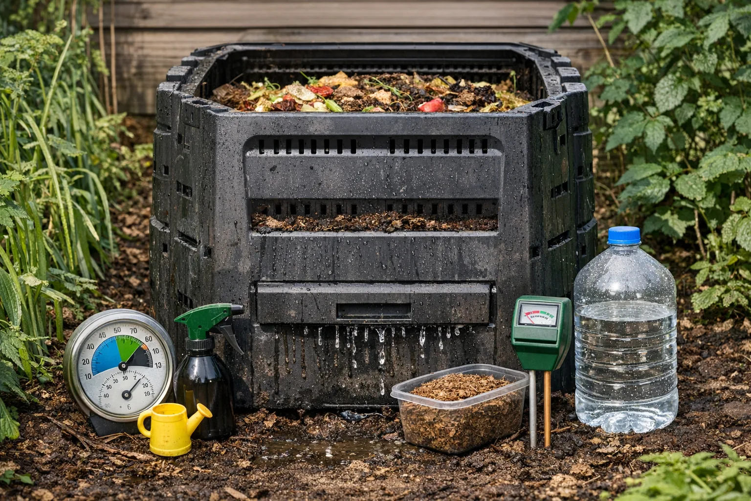 Komposter-Feuchtigkeit regulieren: So steuern Sie den Wasserhaushalt effektiv