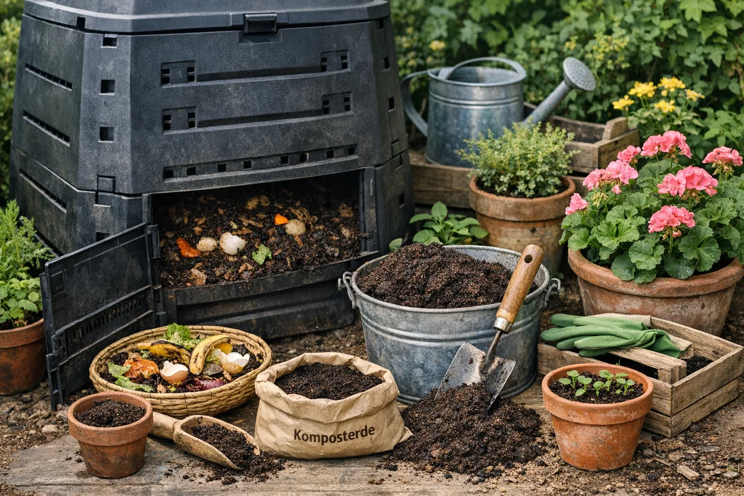 Komposterde richtig nutzen: DIY-Tipps fuer deinen Garten und Balkonpflanzen